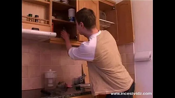 Watch Mature mom and young guy on the kitchen new Tube